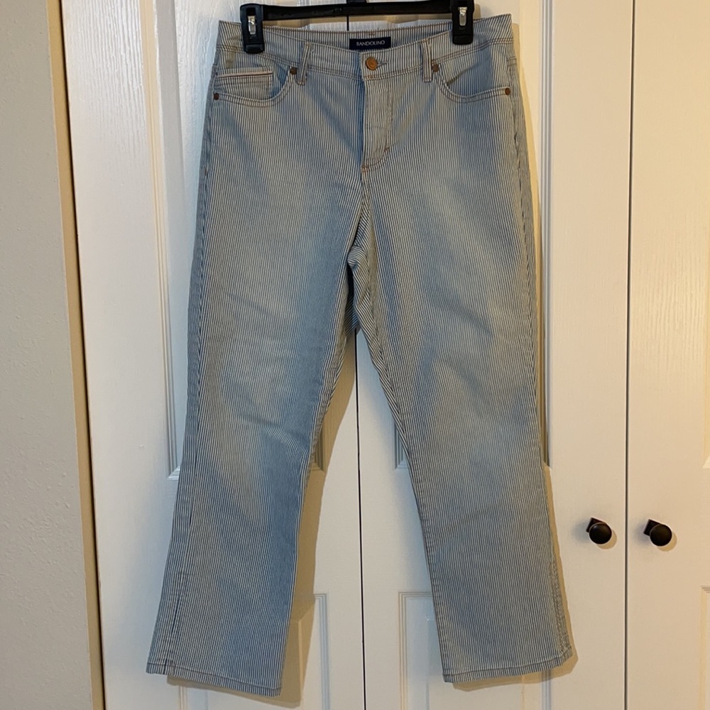 Bandolino Women’s SZ 6 Karen Boyfriend Striped 5 Pocket Ankle Jean - Picture 12 of 13